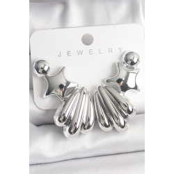 Mey İthalat® Gümüş Renk Yıldız Deniz Kabuğu Model CCB Plastik Kadın Küpe Seti