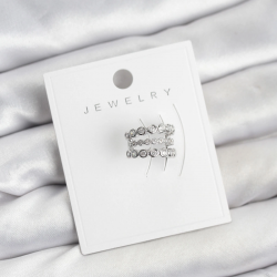 Mey İthalat® Gümüş Renk Zirkon Taşlı Pirinç Kıkırdak Earcuff Küpe