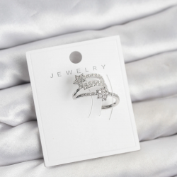 Mey İthalat® Gümüş Renk Zirkon Taşlı Yıldız Model Kıkırdak Earcuff Küpe