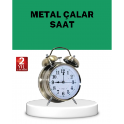 Mey İthalat® Gümüş Renkli Sessiz Işıklı Dekoratif Masa Üstü Çalar Saat Alarmlı