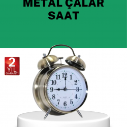 Mey İthalat® Gümüş Renkli Sessiz Işıklı Dekoratif Masa Üstü Çalar Saat Alarmlı