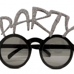 Mey İthalat® Gümüş Simli Party Yazılı Parti Gözlüğü Show 15x7 cm