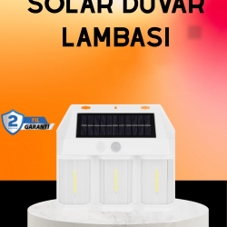 Mey İthalat® Güneş Enerjili 3 Modlu Duvar Apliği – Bahçe ve Garaj Aydınlatması