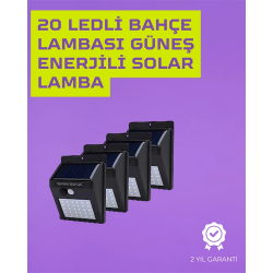 Mey İthalat® Güneş Enerjili Akıllı Duvar Lambası | PIR Sensörlü, Otomatik Aydınlatma, Dış Mekan İçin