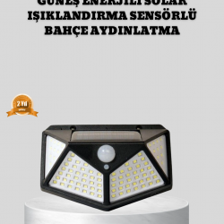Mey İthalat® Güneş Enerjili Aydınlatma 100 LED Sensörlü Solar Dış Mekan Lamba