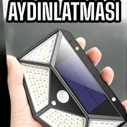 Mey İthalat® Güneş Enerjili Bahçe Aydınlatma Lambası Solar 100 Led Lamba