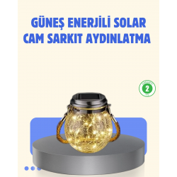 Mey İthalat® Güneş Enerjili Cam Sarkıt Bahçe Balkon Teras Aydınlatma 30 LED