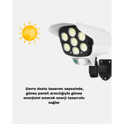 Mey İthalat® Güneş Enerjili Güvenlik Işığı Dış Mekan 5 Eksen Ayarlı ve PIR Hareket Sensörlü