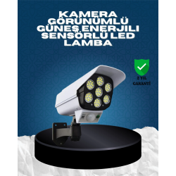 Mey İthalat® Güneş Enerjili Kamera Görünümlü Hareket Sensörlü LED Duvar Lambası Uzaktan Kumandalı