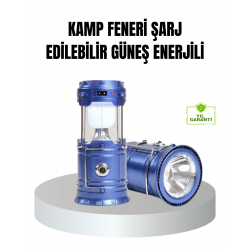 Mey İthalat® Güneş Enerjili Kamp Lambası Şarjlı Taşınabilir Kompakt Açık Hava Işığı