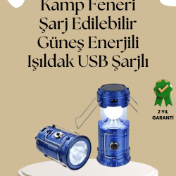 Mey İthalat® Güneş Enerjili Katlanabilir Kamp Feneri – USB Şarjlı, Hafif ve Çok Fonksiyonlu