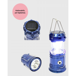Mey İthalat® Güneş Enerjili Katlanabilir Kamp Feneri – USB Şarjlı, Hafif ve Çok Fonksiyonlu