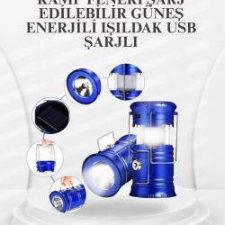 Mey İthalat® Güneş Enerjili Katlanabilir Kızaklı Kamp Feneri – USB Şarjlı, Çok Yönlü ve Dayanıklı Tasarım