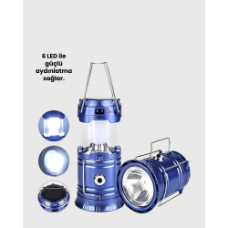 Mey İthalat® Güneş Enerjili Katlanabilir Kızaklı Kamp Feneri – USB Şarjlı, Çok Yönlü ve Dayanıklı Tasarım