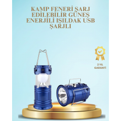 Mey İthalat® Güneş Enerjili Kızaklı Şarjlı Büyük Boy Kamp Feneri – USB Çıkışlı, Katlanabilir, Çok Fonksiyonlu
