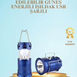 Mey İthalat® Güneş Enerjili Kızaklı Şarjlı Büyük Boy Kamp Feneri – USB Çıkışlı, Katlanabilir, Çok Fonksiyonlu