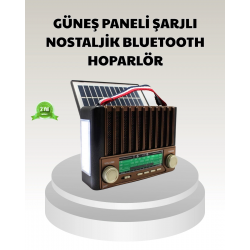 Mey İthalat® Güneş Enerjili Taşınabilir Hoparlör KTF-1428 Bluetooth Radyo USB SD Kart Destekli