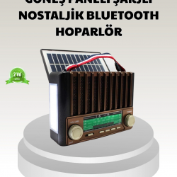 Mey İthalat® Güneş Enerjili Taşınabilir Hoparlör KTF-1428 Bluetooth Radyo USB SD Kart Destekli