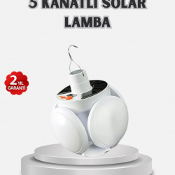 Mey İthalat® Güneş Enerjili ve USB Şarjlı LED Kamp Lambası – 5 Farklı Işık Modlu, Askılı Tasarım
