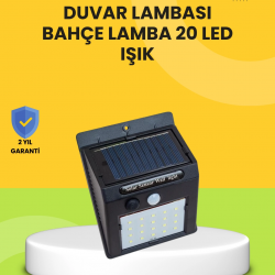 Mey İthalat® Güneş Paneli ile Şarj Olan 20 LED Dış Mekan Hareket Sensörlü Lamba