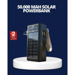 Mey İthalat® Güneş Panelli Powerbank LED Işıklı Taşınabilir Şarj Cihazı