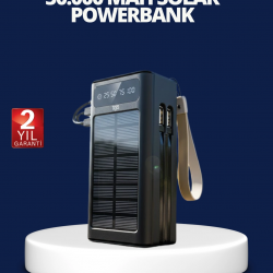 Mey İthalat® Güneş Panelli Powerbank LED Işıklı Taşınabilir Şarj Cihazı