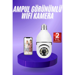 Mey İthalat® Güvenlik Kamerası Wi-Fi Özellikli 360 Derece Full Hd 1080p Ampül Kamera