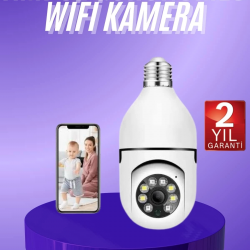 Mey İthalat® Güvenlik Kamerası Wi-Fi Özellikli 360 Derece Full Hd 1080p Ampül Kamera