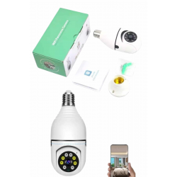 Mey İthalat® Güvenlik Kamerası Wi-Fi Özellikli 360 Derece Full Hd 1080p Ampül Kamera