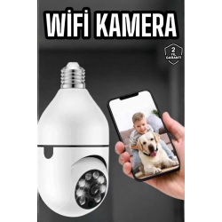 Mey İthalat® Güvenlik Kamerası Wifi Kamera Duylu Ev Kamerası Wifi Bağlantılı Dönebilen