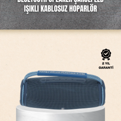 Mey İthalat® Hafif ve Dayanıklı Renkli Işıklı Taşınabilir Müzik Hoparlörü
