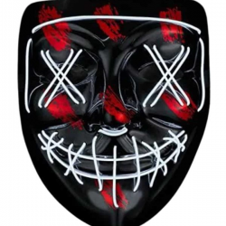 Mey İthalat® Hallowen Parti Maskesi Neon Led Işıklı Maske 3 Modlu Cadılar Bayramı Maskesi