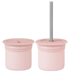 Mey İthalat®   Ham+Hüp Pipetli Silikon Bardak Seti Pinky Pink / Powder Grey