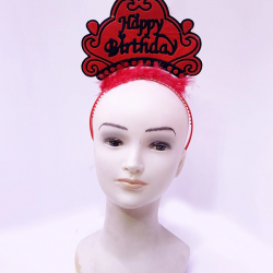 Mey İthalat® Happy Birthday Neon Kırmızı Renk Doğum Günü Tacı 24x15 cm