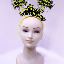 Mey İthalat® Happy Birthday Püsküllü Neon Sarı Renk Doğum Günü Tacı 22x19 cm