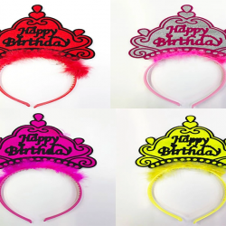 Mey İthalat® Happy Birthday Yazılı Neon Renk Taç 12 Adet