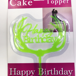 Mey İthalat® Happy Birthday Yazılı Yeşil Dallı Pasta Kek Çubuğu