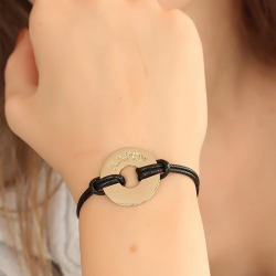 Mey İthalat® HAPPY (Mutlu) Siyah Deri İpli Unisex Mood Bileklik