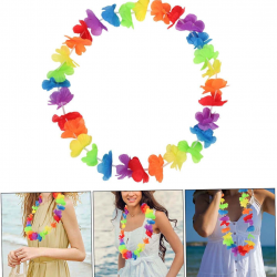 Mey İthalat® Hawaii Çiçekli Boyun Kolyesi - Renkli Tropikal Parti Leisi