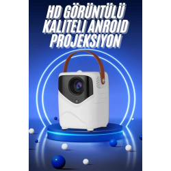 Mey İthalat® HD Ayaklı Portatif Projeksiyon Cihazı Bluetooth Wifi Akıllı Android İşlemcili