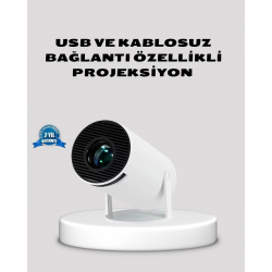 Mey İthalat® HDMI USB Bağlantılı 4K Destekli Taşınabilir Projeksiyon Cihazı