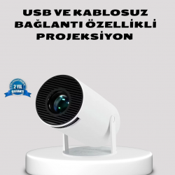 Mey İthalat® HDMI USB Bağlantılı 4K Destekli Taşınabilir Projeksiyon Cihazı
