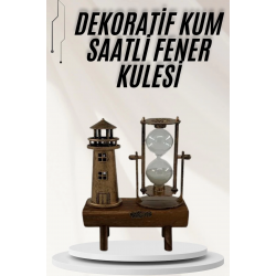 Mey İthalat® Hediyelik Eşya Retro Ahşap Deniz Feneri Kum Saati Biblo