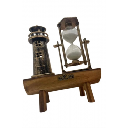 Mey İthalat® Hediyelik Eşya Retro Ahşap Deniz Feneri Kum Saati Biblo