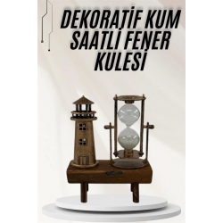 Mey İthalat® Hediyelik Eşya Retro Ahşap Deniz Feneri Kum Saati Biblo