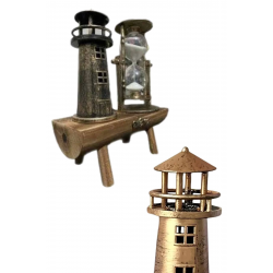 Mey İthalat® Hediyelik Eşya Retro Deniz Fenerli Kum Saati Ahşap Görünümlü Dekoratif Eşya