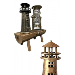 Mey İthalat® Hediyelik Eşya Retro Deniz Fenerli Kum Saati Ahşap Görünümlü Dekoratif Eşya