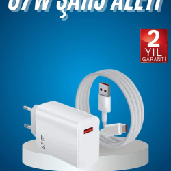 Mey İthalat® Hızlı Şarj Aleti Adaptörü Kablo Seti 67W Uzun Ömürlü Beyaz