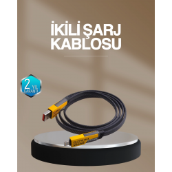 Mey İthalat® Hızlı Şarj Destekli 65W Örgülü USB-C ve USB-A Çoklu Şarj Kablosu