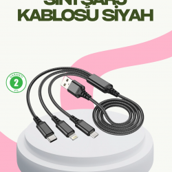 Mey İthalat® Hızlı Şarj Destekli Çoklu Şarj Kablosu – Seyahat ve Günlük Kullanım
